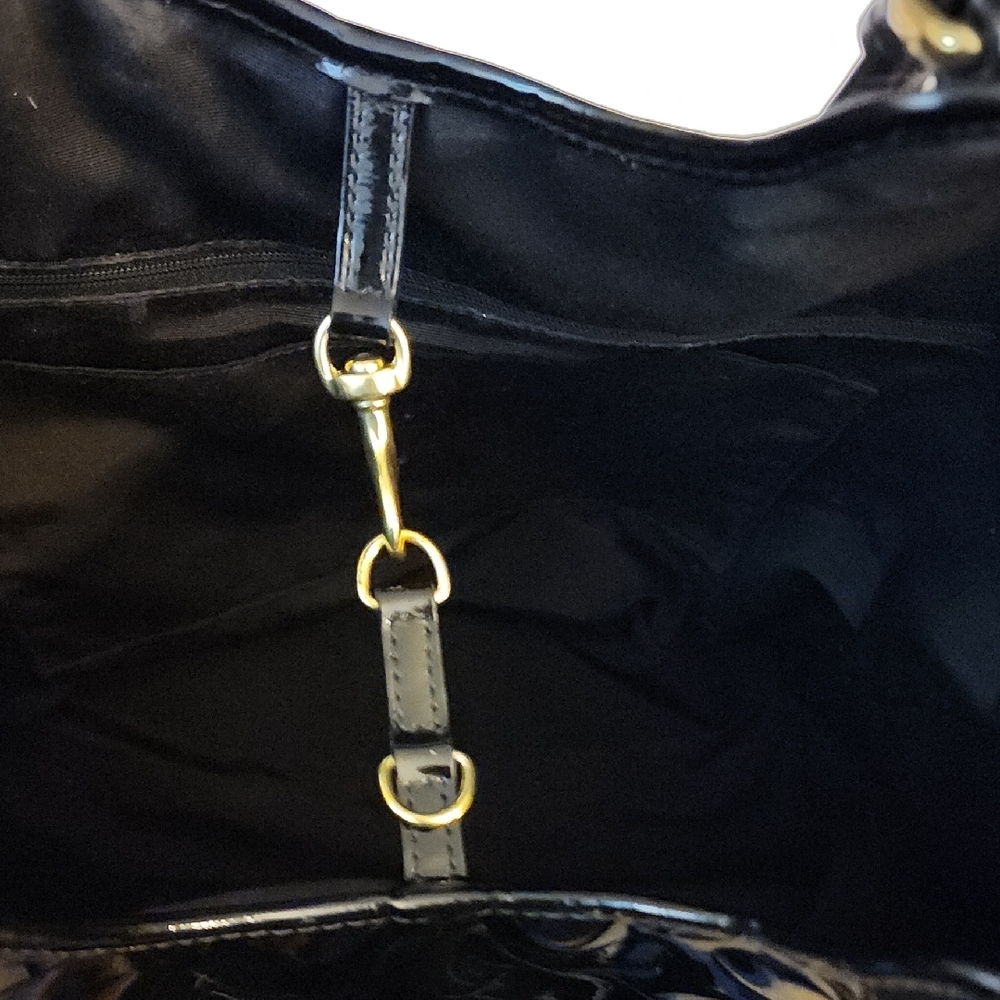 Coach Peyton Op Art Black Patent Leather Tote - Picture 14 of 16